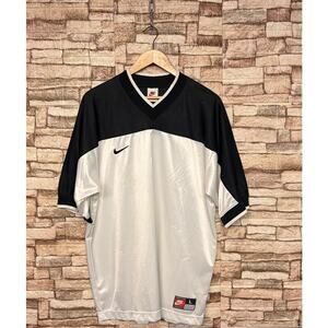 vintage 1990s Nike mini swoosh jersey  white black Sz Large
